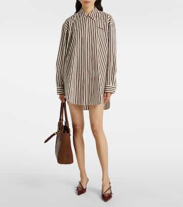 Zip-up striped cotton poplin shirt dress | Miu Miu