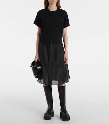 Abito corto in jersey di cotone e organza | Sacai