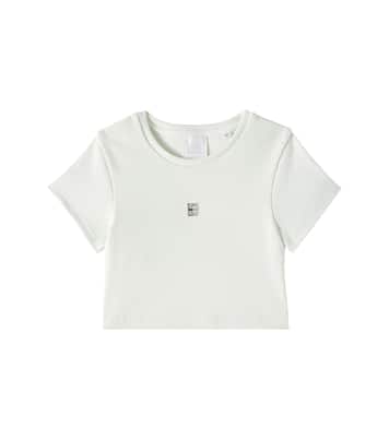 T-shirt in cotone a coste con logo | Givenchy Kids