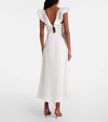 Abito midi Rhiannon in lino con stampa floreale | Zimmermann