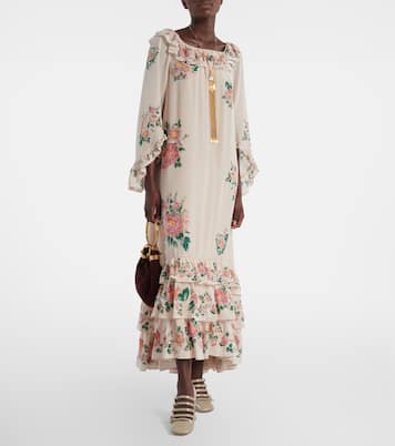 Floral silk crêpe de chine maxi dress | Chloé