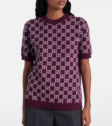 GG reversible wool-blend jacquard top | Gucci