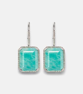 18kt white gold earrings with amazonite and diamonds | Shay Jewelry