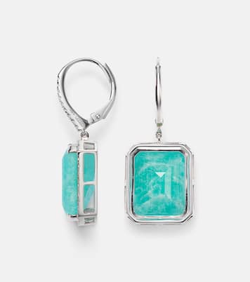 18kt white gold earrings with amazonite and diamonds | Shay Jewelry