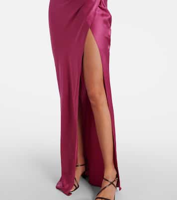 Asymmetric gathered silk satin gown | The Sei