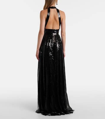Open-back sequined tulle gown | Elie Saab
