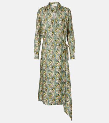 Paisley silk satin wrap dress | Tory Burch