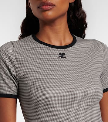 Houndstooth cotton T-shirt | Courrèges
