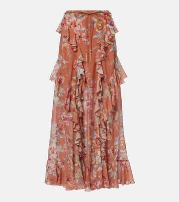 Awaken floral cotton and silk maxi skirt | Zimmermann