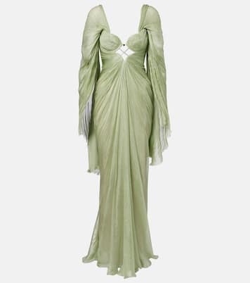 Cassandra caped silk muslin gown | Maria Lucia Hohan