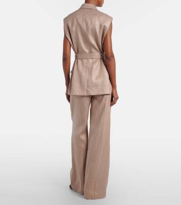 Pantalones anchos en mezcla de lino | Brunello Cucinelli