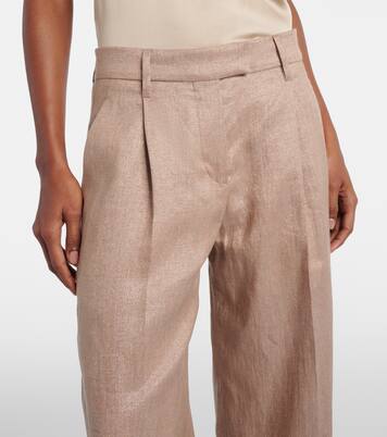 Pantalones anchos en mezcla de lino | Brunello Cucinelli