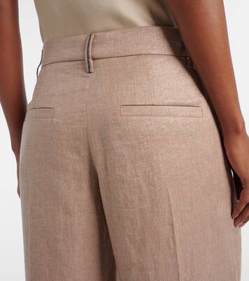 Pantalones anchos en mezcla de lino | Brunello Cucinelli