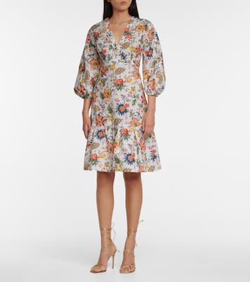 Vacation Formentera floral cotton midi dress | Erdem