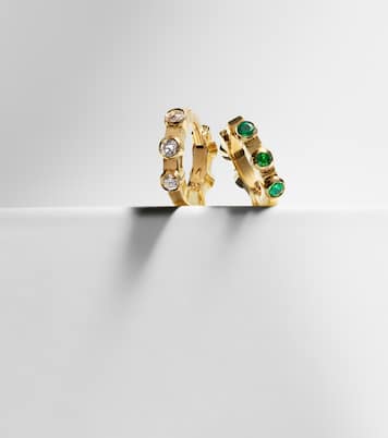 Boucles d'oreilles Stepping Stone Midi en or 18 ct, diamants et émeraudes | Ileana Makri