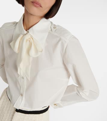 Blusa in popeline di cotone con fiocco | Gucci