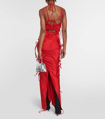 Patched Bikini cutout maxi dress in red - Balenciaga | Mytheresa