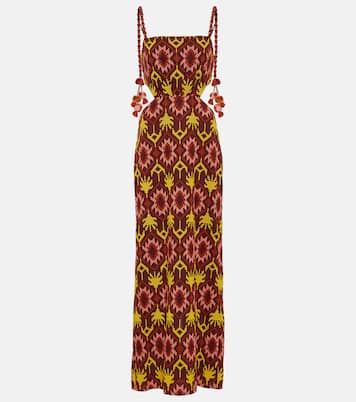 Vestido largo bordado con aberturas | Johanna Ortiz