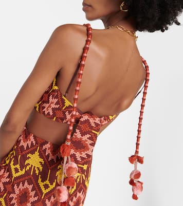 Vestido largo bordado con aberturas | Johanna Ortiz