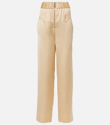 Pantaloni a gamba larga Felton in raso a vita alta | Khaite