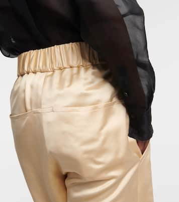 Pantaloni a gamba larga Felton in raso a vita alta | Khaite