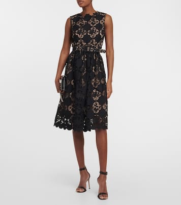 Vestido midi de encaje de guipur | Oscar de la Renta