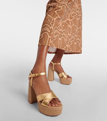 Metallic leather platform sandals | Gianvito Rossi