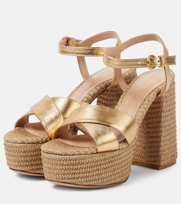Metallic leather platform sandals | Gianvito Rossi