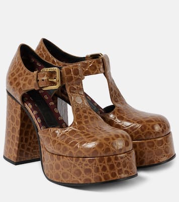 Croc-effect leather Mary Jane pumps | Etro