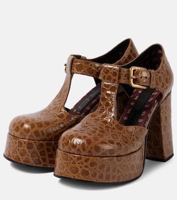Croc-effect leather Mary Jane pumps | Etro