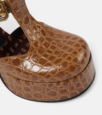 Croc-effect leather Mary Jane pumps | Etro