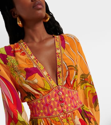 Robe longue en soie à fleurs | Camilla