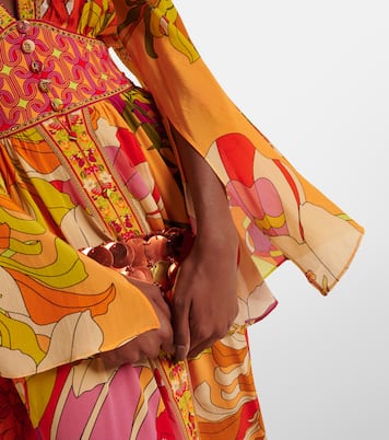 Robe longue en soie à fleurs | Camilla
