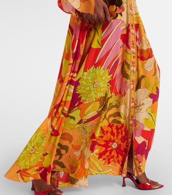 Robe longue en soie à fleurs | Camilla