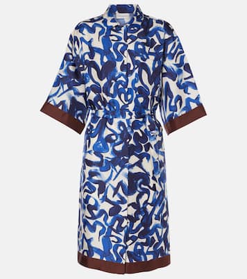 Bedrucktes Hemdblusenkleid aus Seidensatin | Dries Van Noten