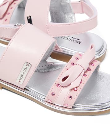 Sandalen aus Leder mit Kristallen | Monnalisa