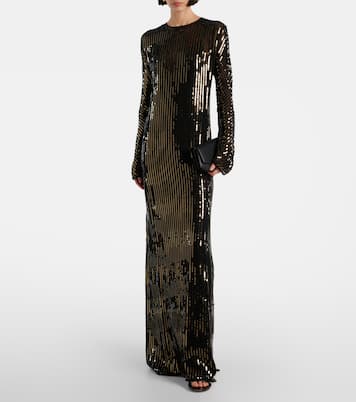 Abito lungo in seta con paillettes | Johanna Ortiz
