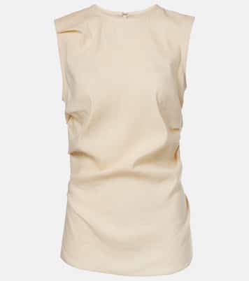 Top Anoushka White Label en mezcla de lino fruncido | Proenza Schouler