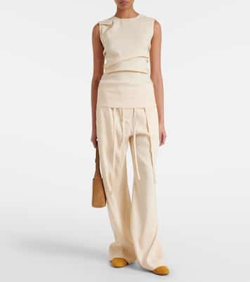 Top Anoushka White Label en mezcla de lino fruncido | Proenza Schouler