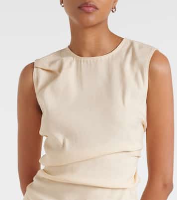 Top Anoushka White Label en mezcla de lino fruncido | Proenza Schouler