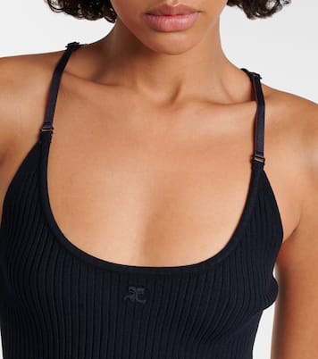 Top in maglia a coste con logo | Courrèges