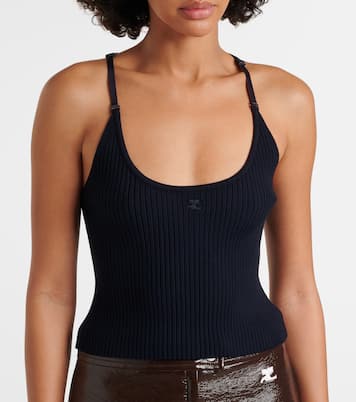 Top in maglia a coste con logo | Courrèges