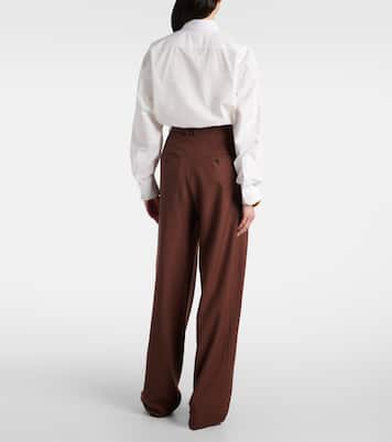 Weite High-Rise-Hose aus Woll-Gabardine | Saint Laurent