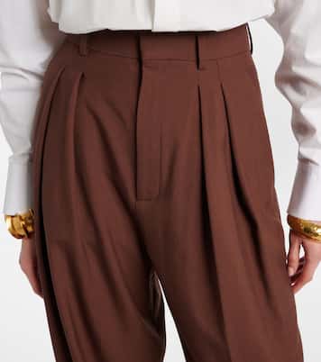 Weite High-Rise-Hose aus Woll-Gabardine | Saint Laurent