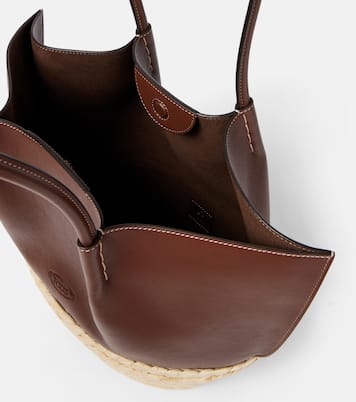 Leather and straw shopper | Tod's