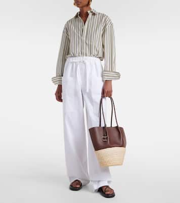 Leather and straw shopper | Tod's