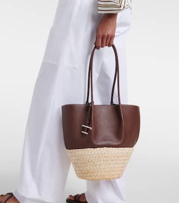 Leather and straw shopper | Tod's