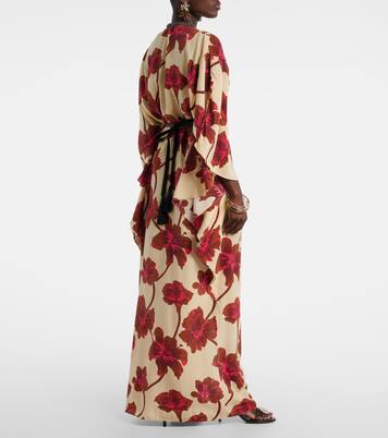 Vestido largo de seda adornado | Johanna Ortiz