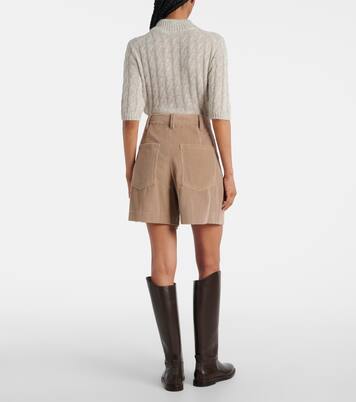 Shorts de pana de algodón de tiro alto  | Brunello Cucinelli
