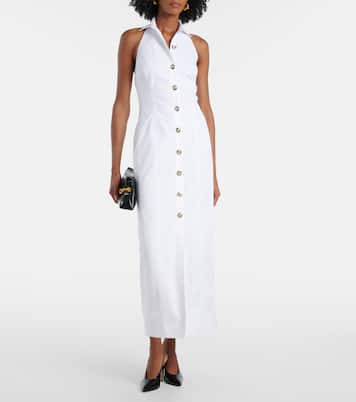 Abito chemisier in popeline con bottoni e schiena scoperta | Balmain